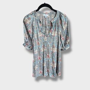 Current Air Split Neck Elbow Sleeve Floral Blouse